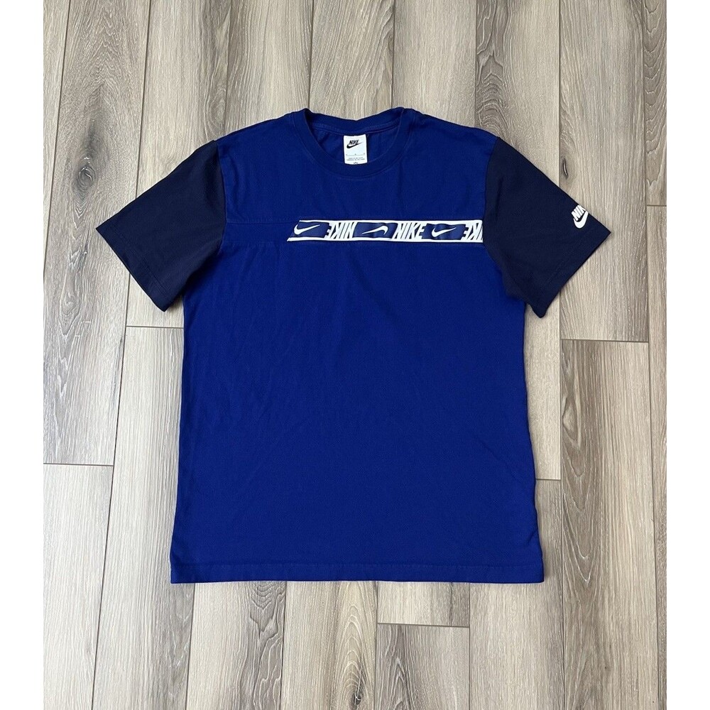 Nike Size M Mens Blue 100% Cotton Crew Neck Short Sleeve Athletic T-Shirt